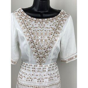 Majorelle womens mini dress cut out back Med mirrored embroidered